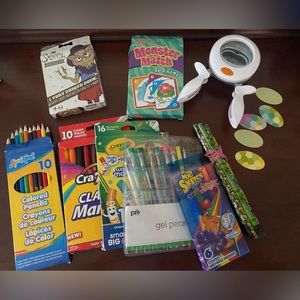 Used Art Supplies, markers, Fiskars XL Squeeze Punch Oval shape, Card games